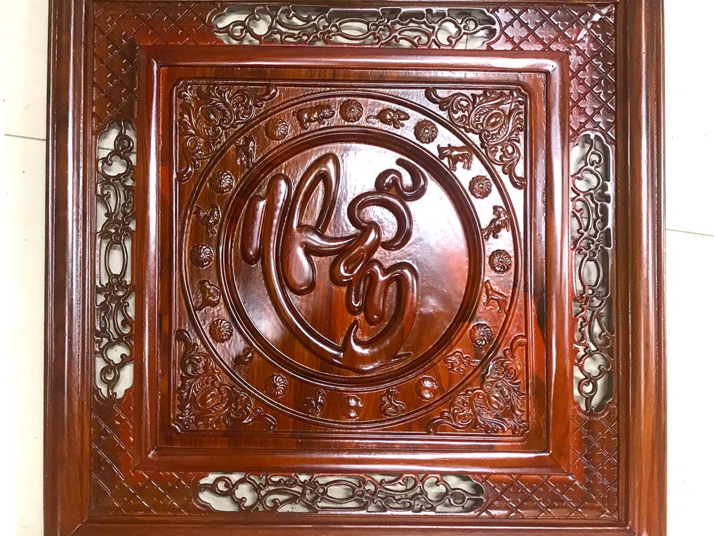 tranh gỗ chữ nhẫn 61cm việt pu